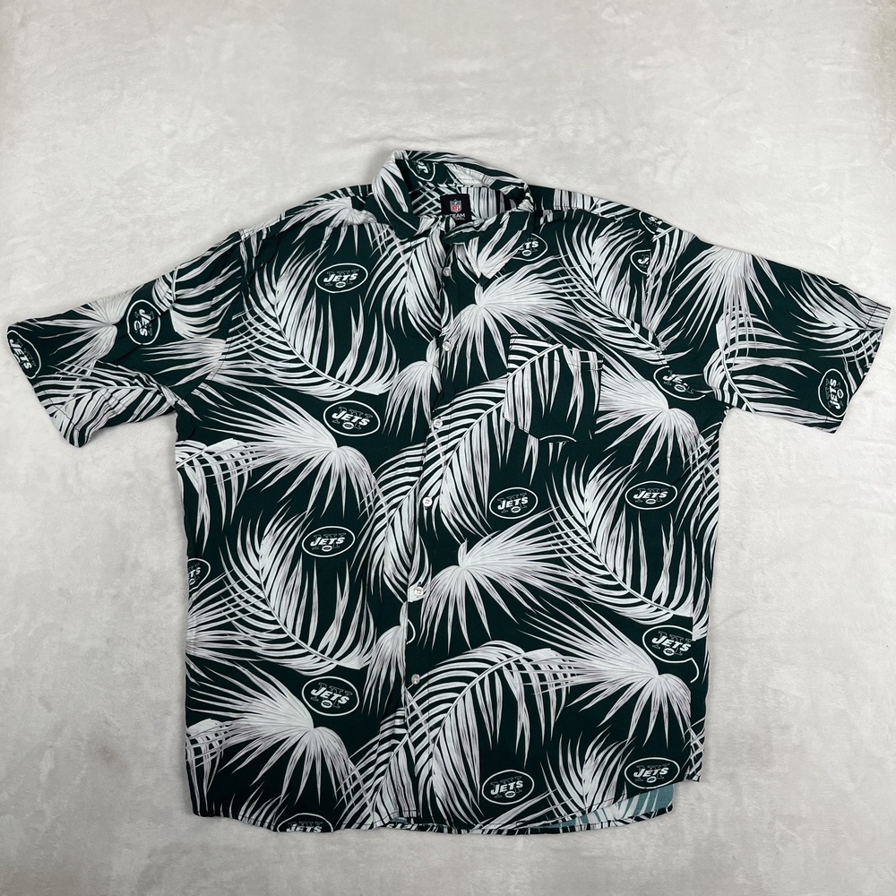 New York Jets Hawaiian Shirt Mens 3XL Green NFL Football NFL Team Apparel